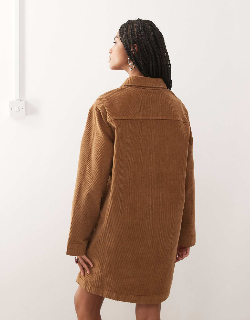 Noisy May corduroy mini dress in warm brown