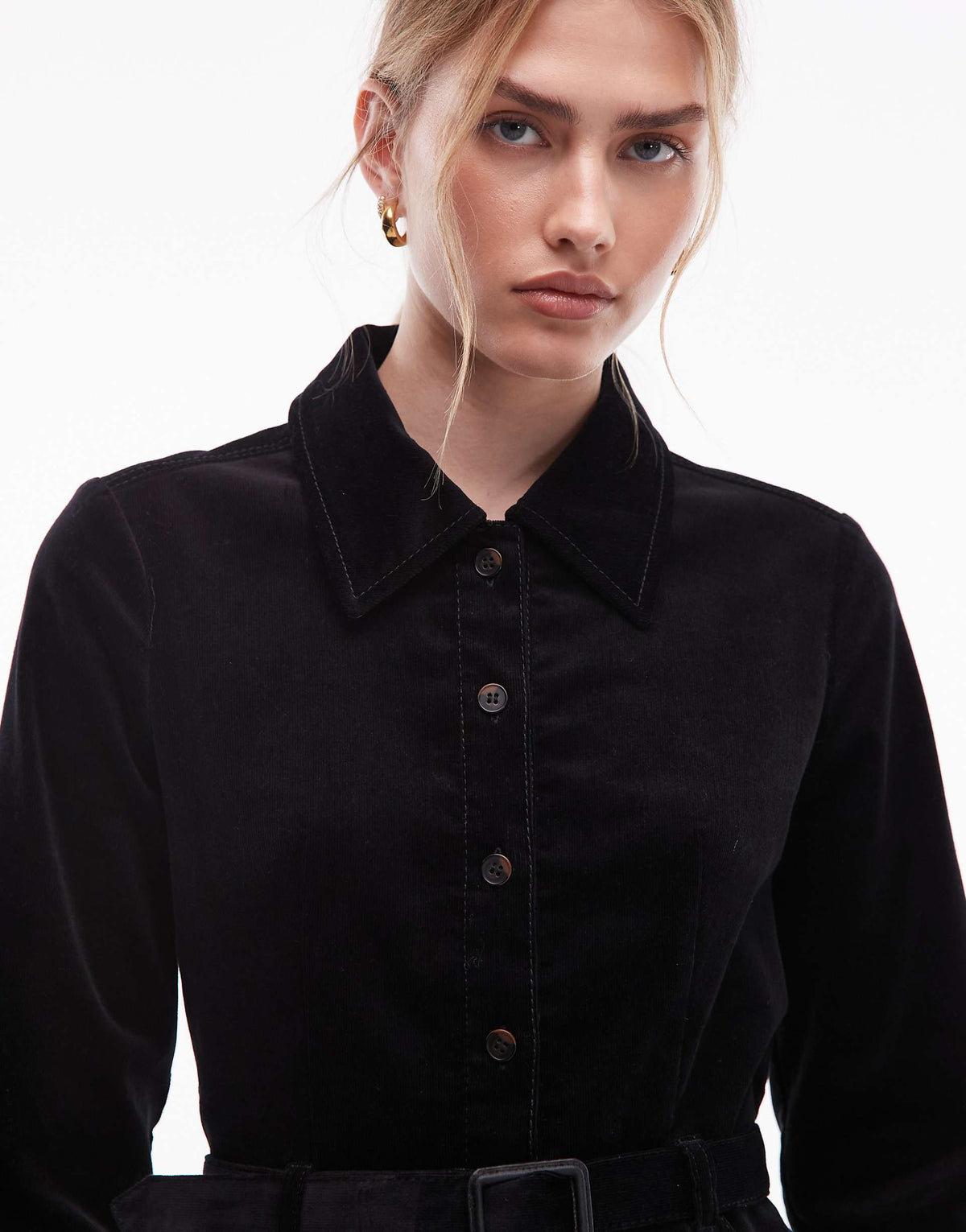 & Other Stories mini cord dress with belted waist in black