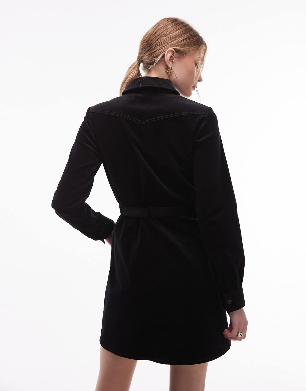 & Other Stories mini cord dress with belted waist in black
