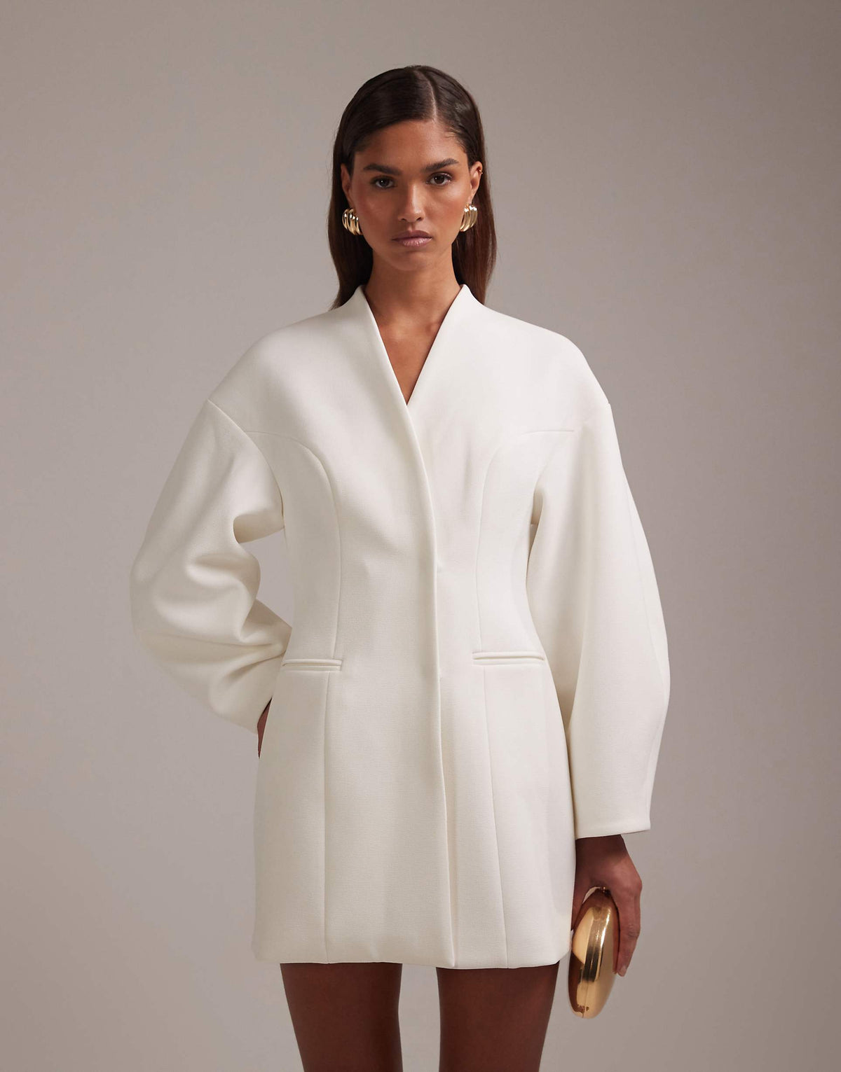 ASOS DESIGN bridal structured blazer mini dress in ivory