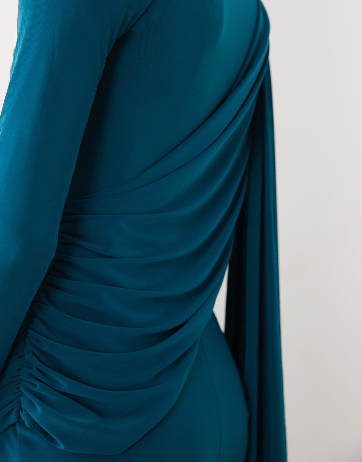 ASOS DESIGN long sleeve slinky draped maxi dress in teal