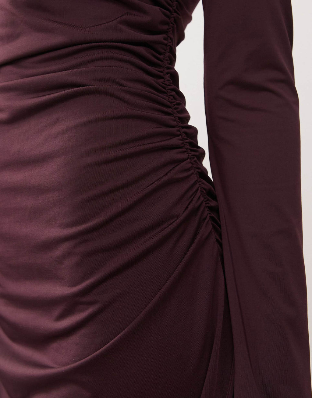 Monki long sleeve mini dress in burgundy