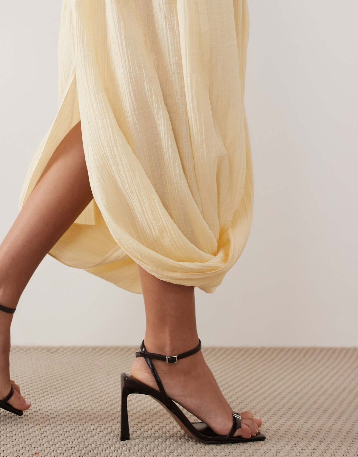 ARRANGE knit short sleeve hybrid midi dress in buttermilk