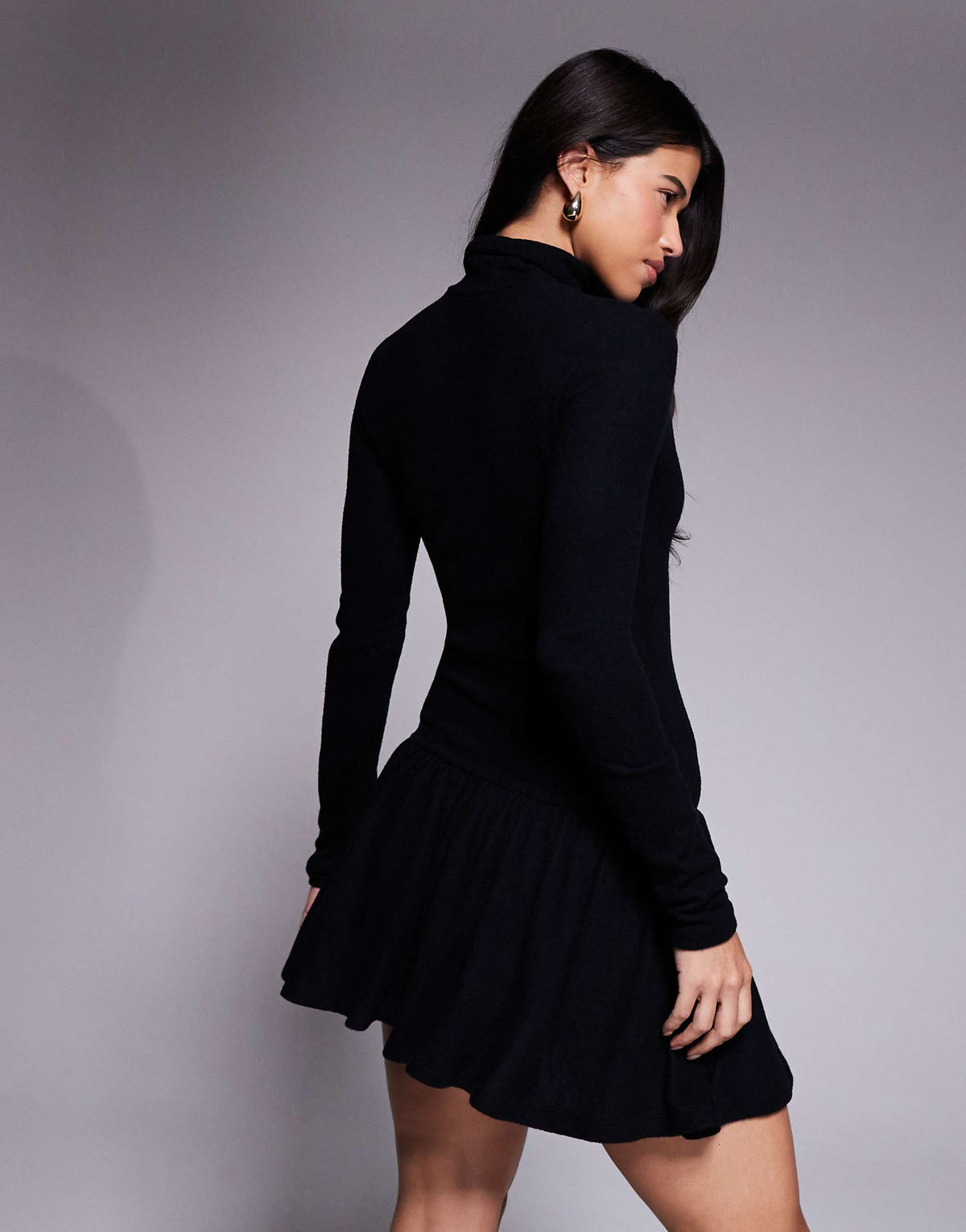 ASOS DESIGN supersoft turtle neck mini dress in black