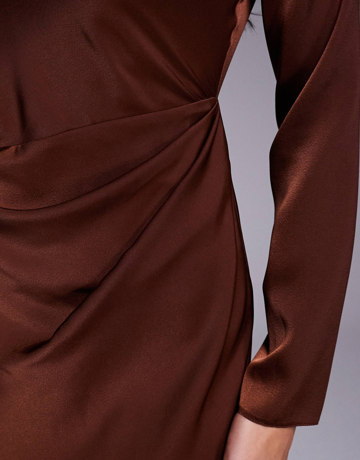 ASOS DESIGN long sleeve high neck pleated bodice midi dress
