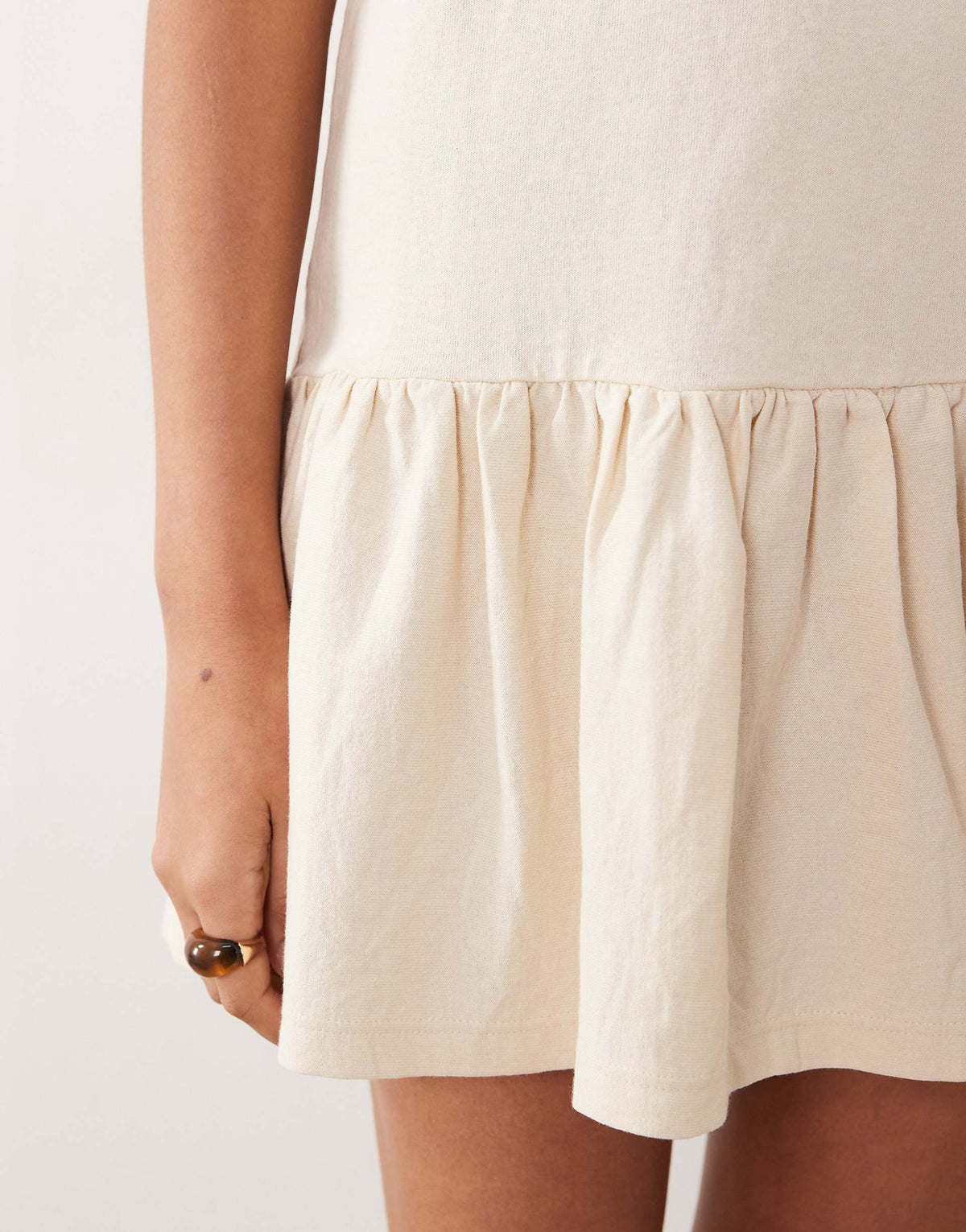 ASOS DESIGN drop waist mini dress in beige