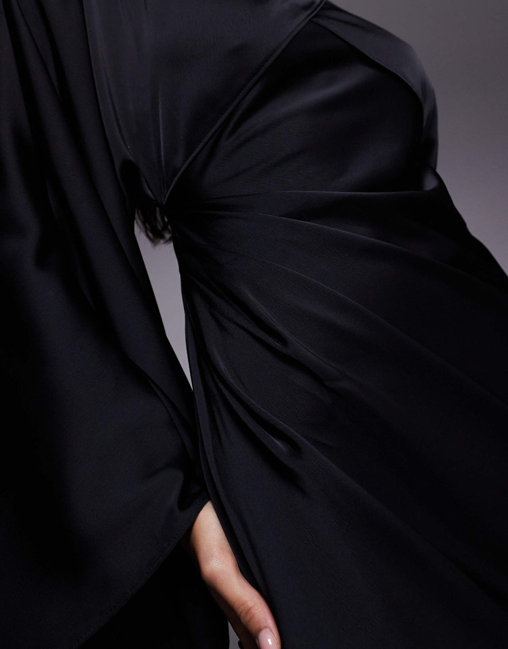 ASOS DESIGN wrap front batwing satin bias cut maxi dress in black