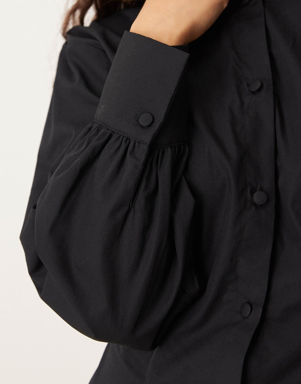 ASOS DESIGN round neck button up waisted mini dress in black