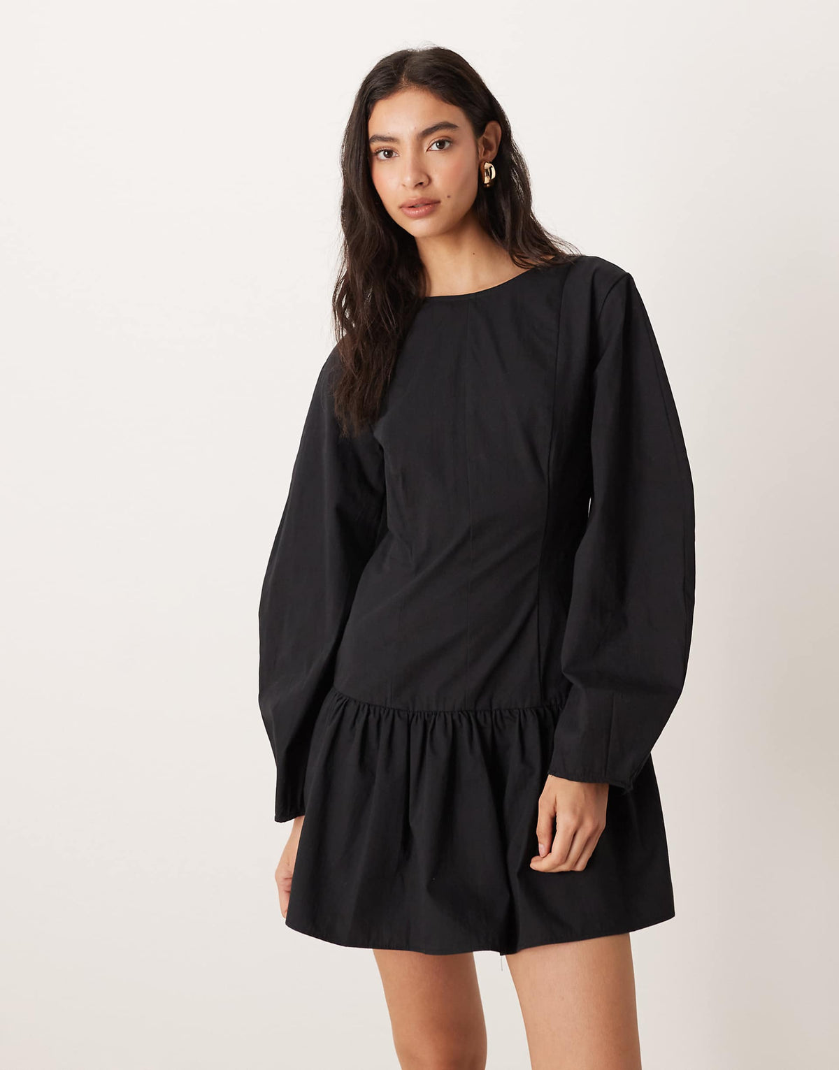 ASOS DESIGN cocoon sleeves dropped waist mini dress in black