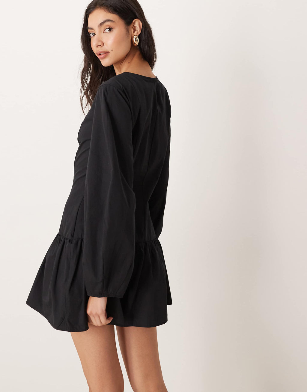 ASOS DESIGN cocoon sleeves dropped waist mini dress in black
