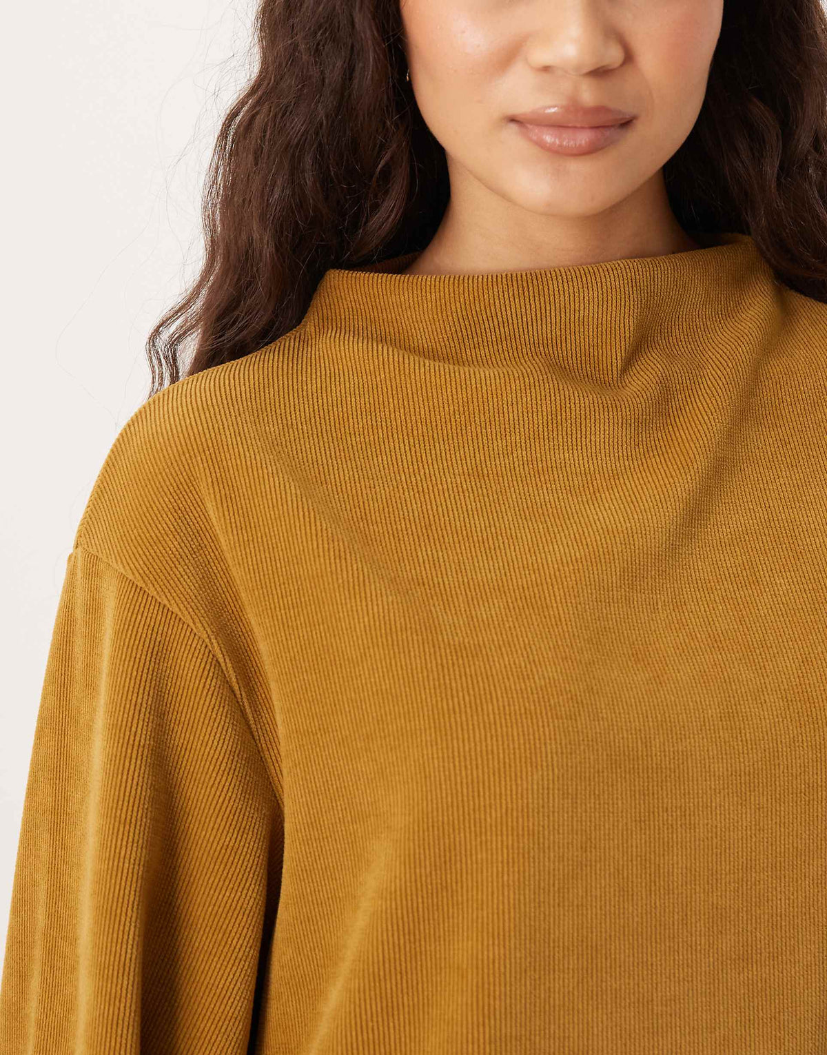 ASOS DESIGN corduroy wide sleeve mini swing dress in mustard