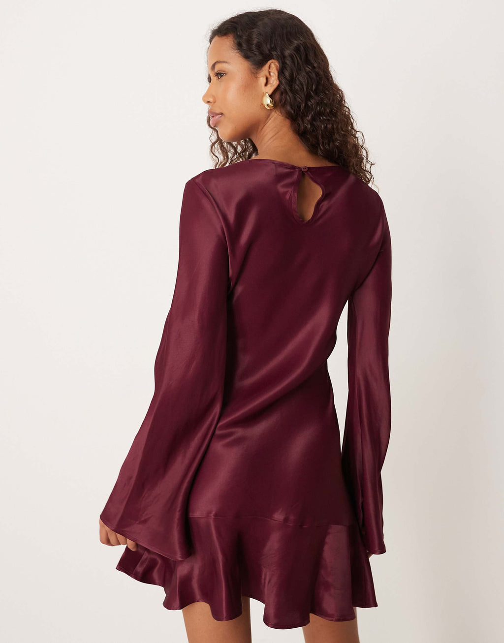 ASOS DESIGN satin dropped waist mini dress in plum