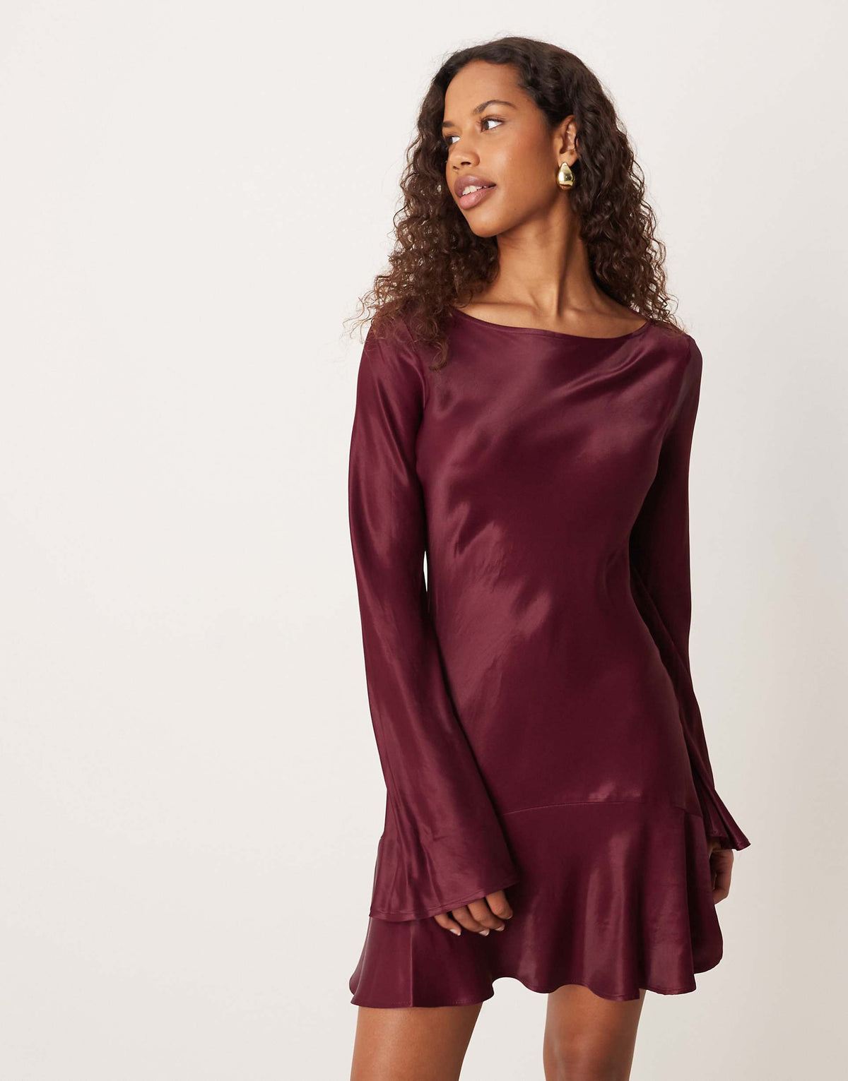 ASOS DESIGN satin dropped waist mini dress in plum