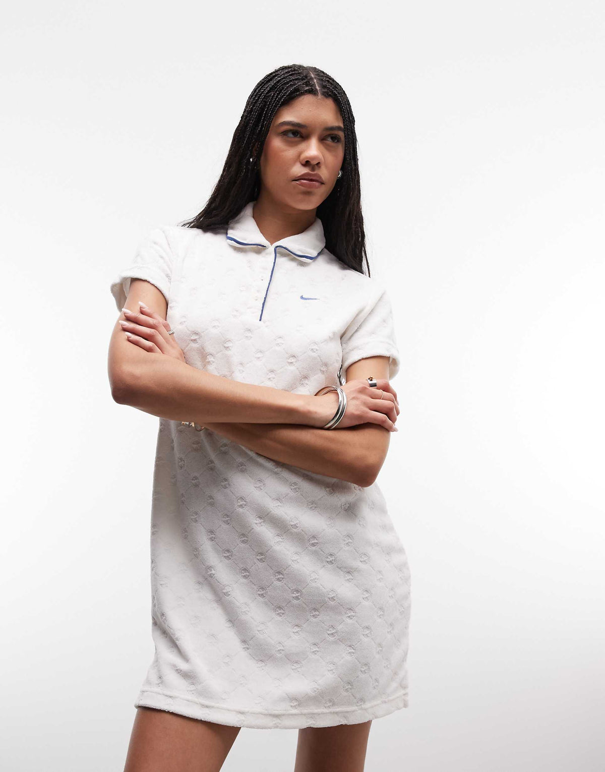 Nike Chill Terry Towel dress in off white