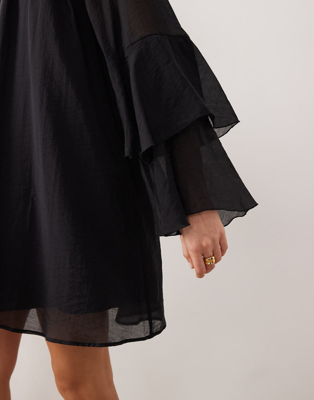 AWARE flared sleeves high neck mini dress in black
