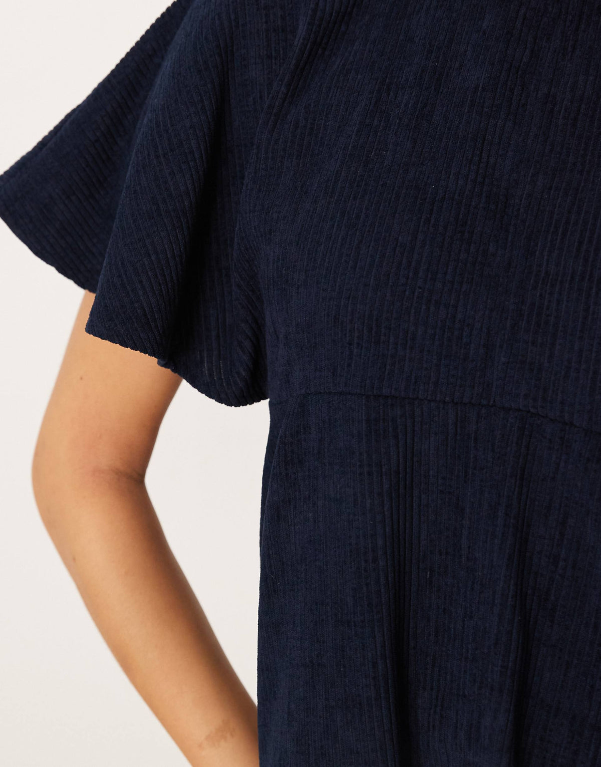 ASOS DESIGN corduroy t-shirt mini dress with stitching detail in navy