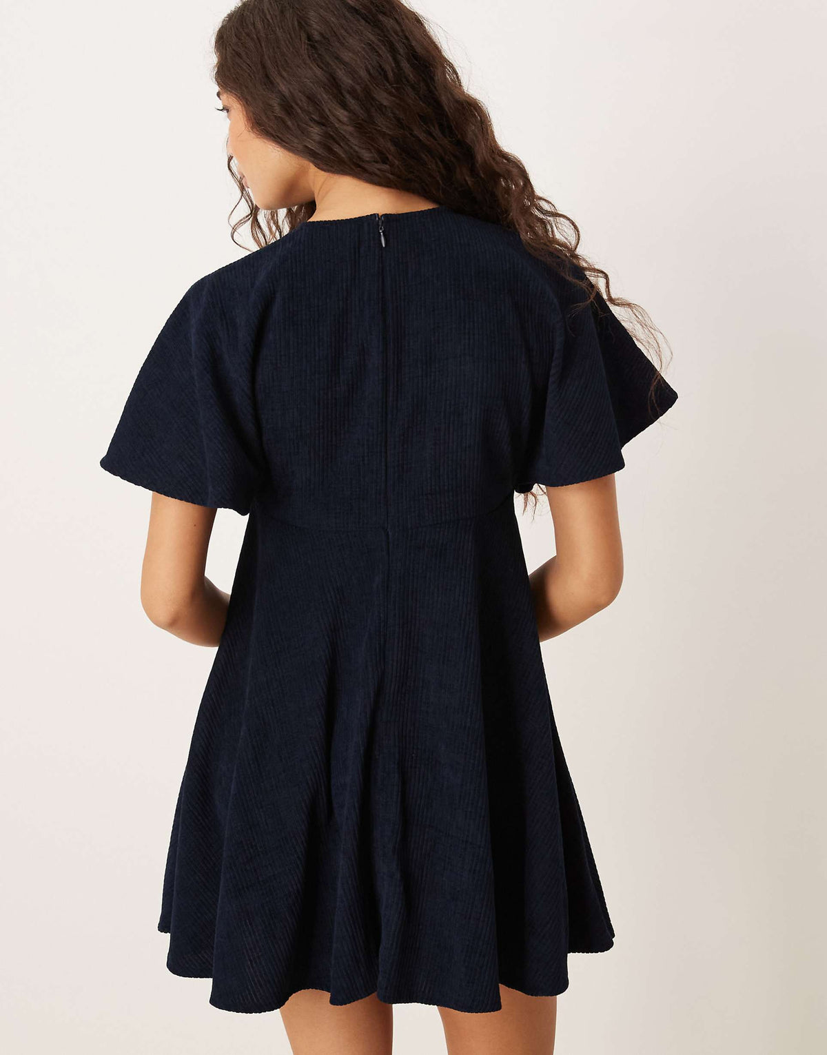 ASOS DESIGN corduroy t-shirt mini dress with stitching detail in navy