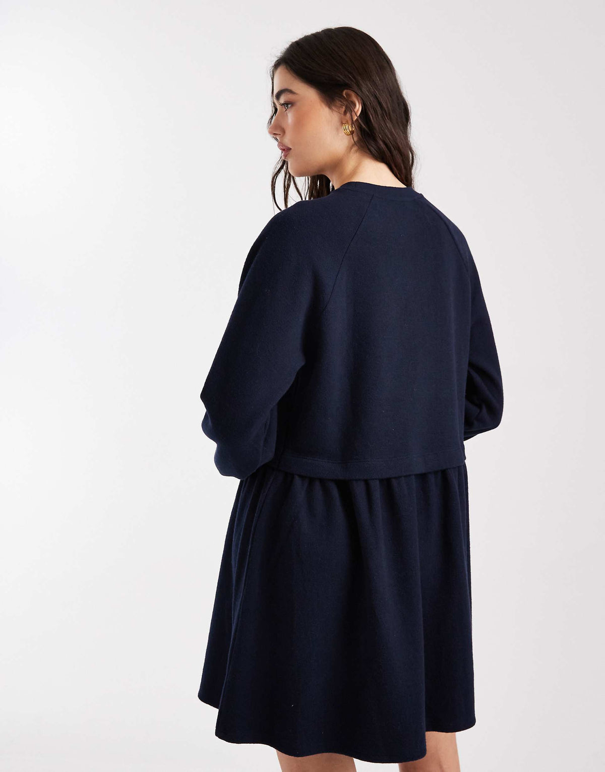 Miss Selfridge super soft brushed smock dress in navy