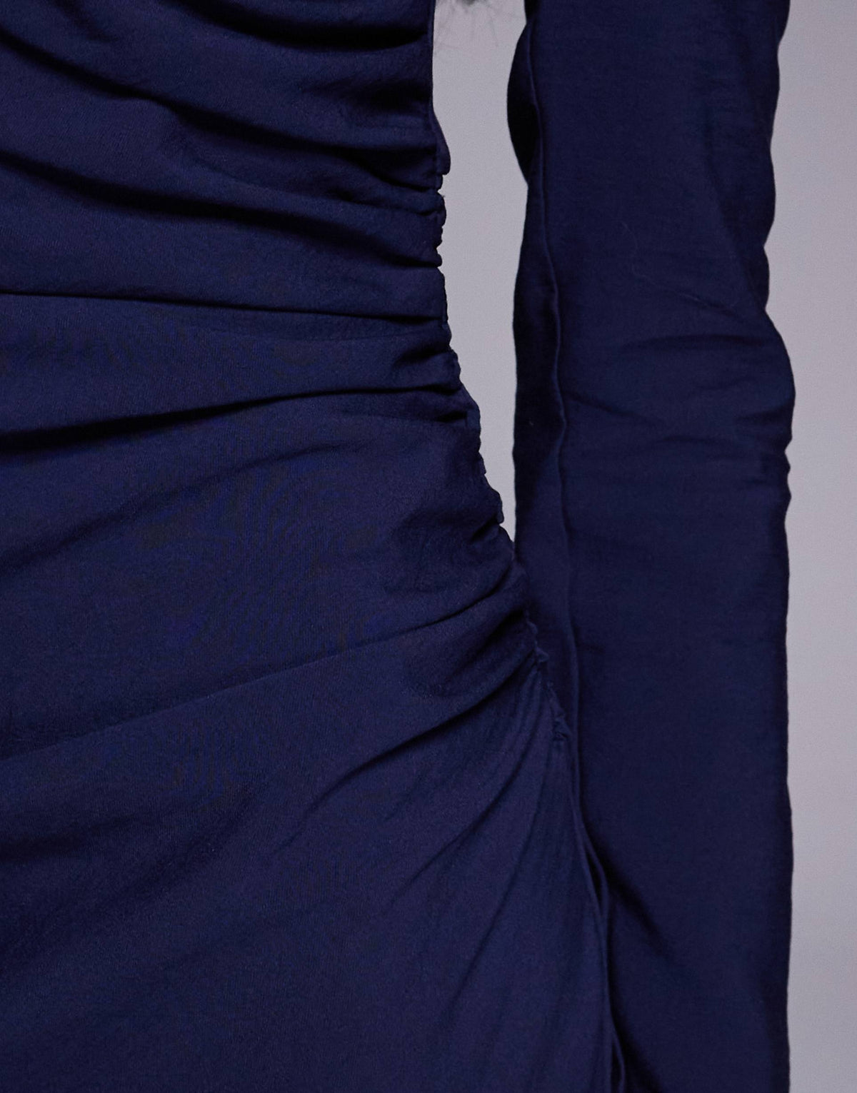 ASOS DESIGN high neck ruched side maxi dress in navy
