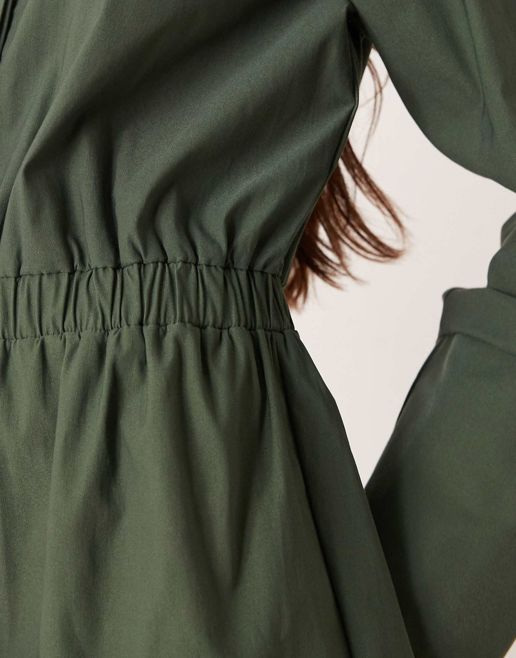 ASOS DESIGN high neck shirt mini dress with cinched waist in sage gray