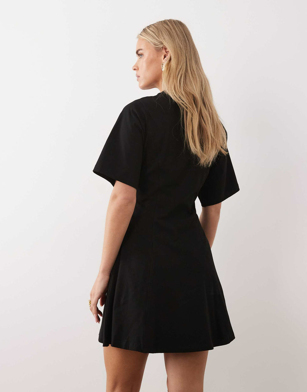 ASOS DESIGN Petite cinched seam detailing mini dress in black
