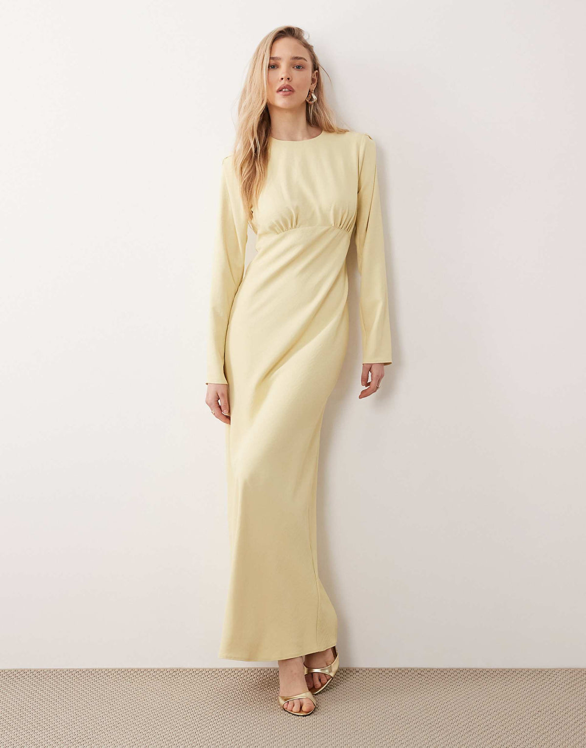 ASOS DESIGN bias cut bust detailing maxi dress in buttermilk