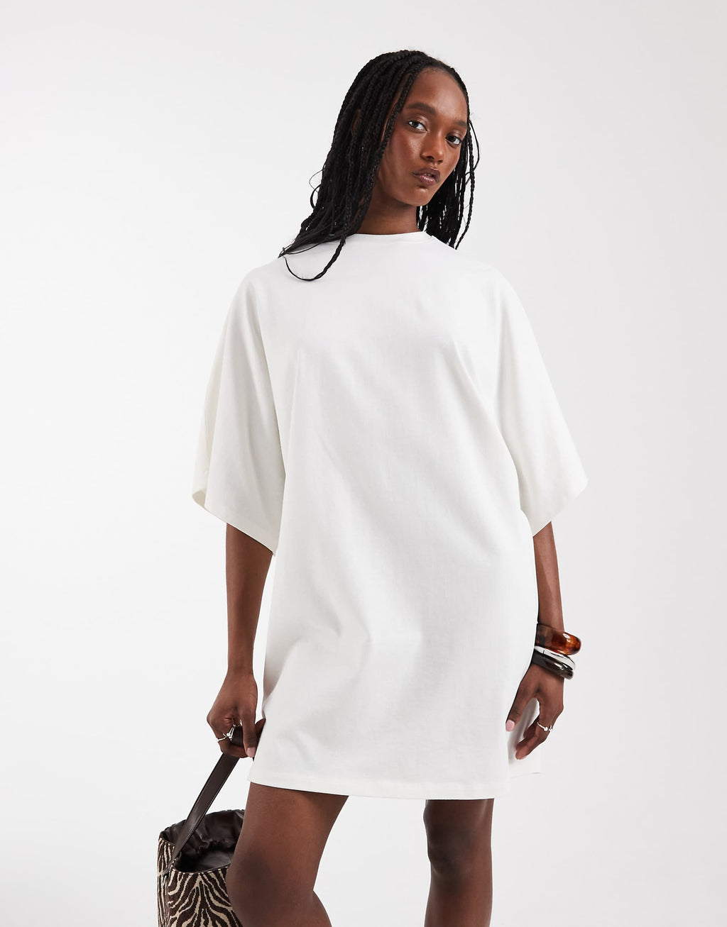 ASOS DESIGN Tall batwing T-shirt mini dress in stone
