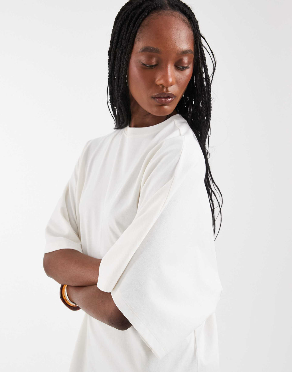 ASOS DESIGN Tall batwing T-shirt mini dress in stone