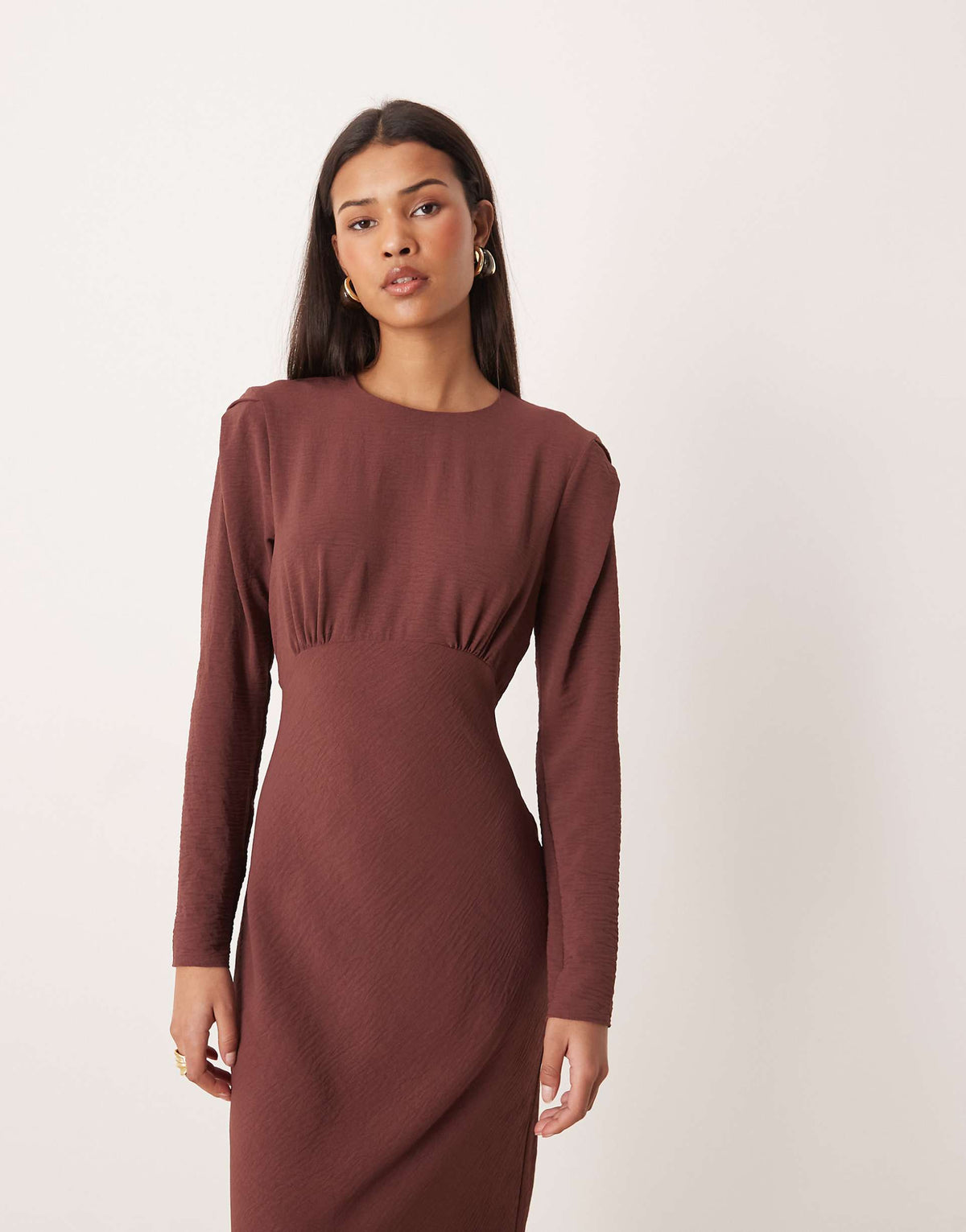 ASOS DESIGN bias cut bust detailing maxi dress in burgundy