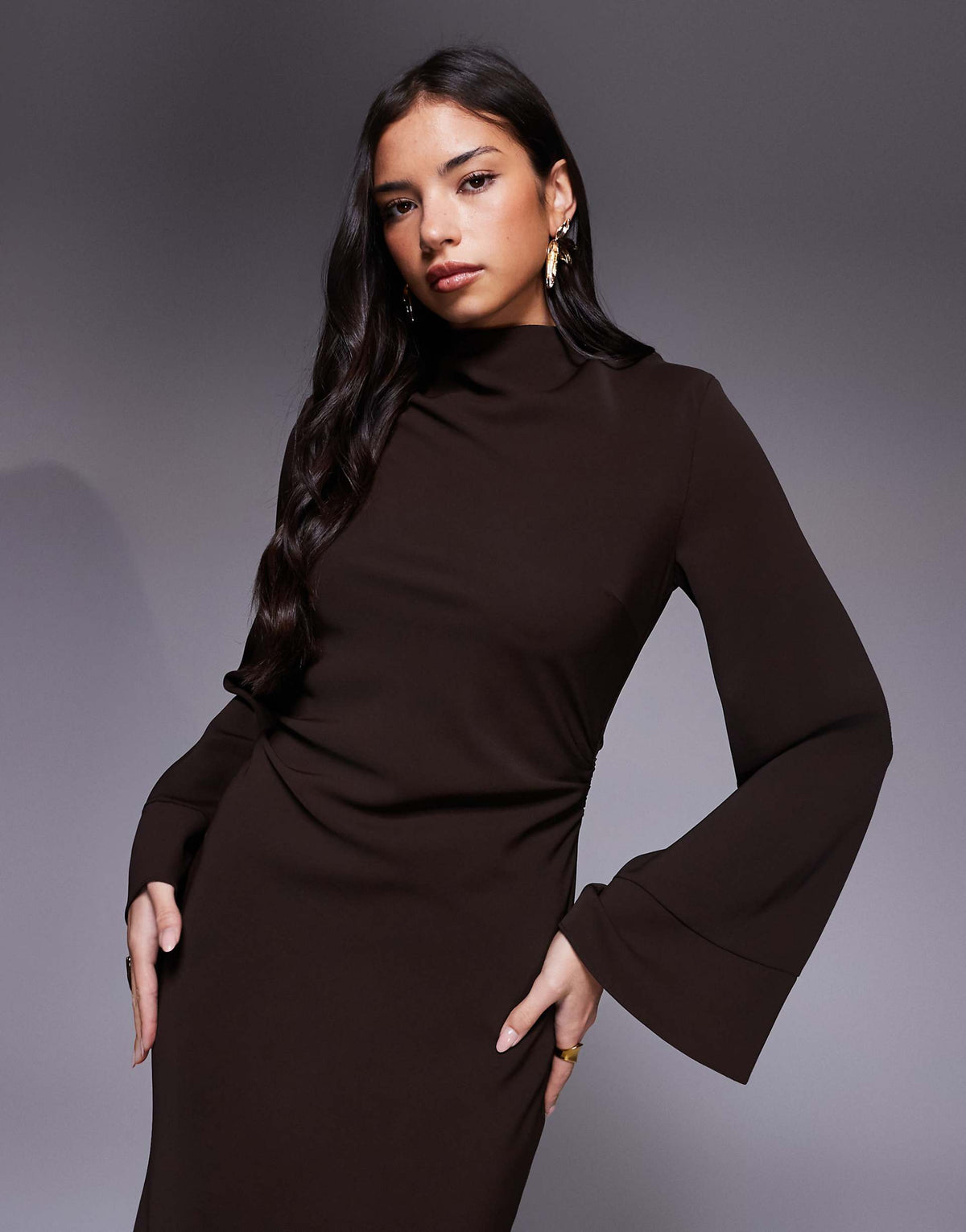 ASOS DESIGN clean crepe maxi dress in chocolate