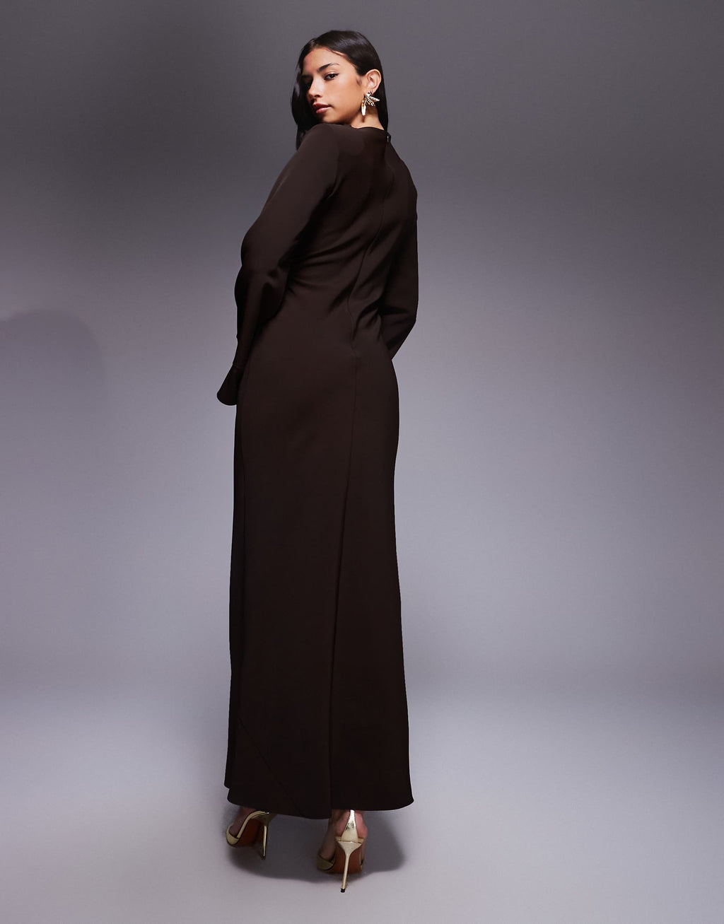 ASOS DESIGN clean crepe maxi dress in chocolate