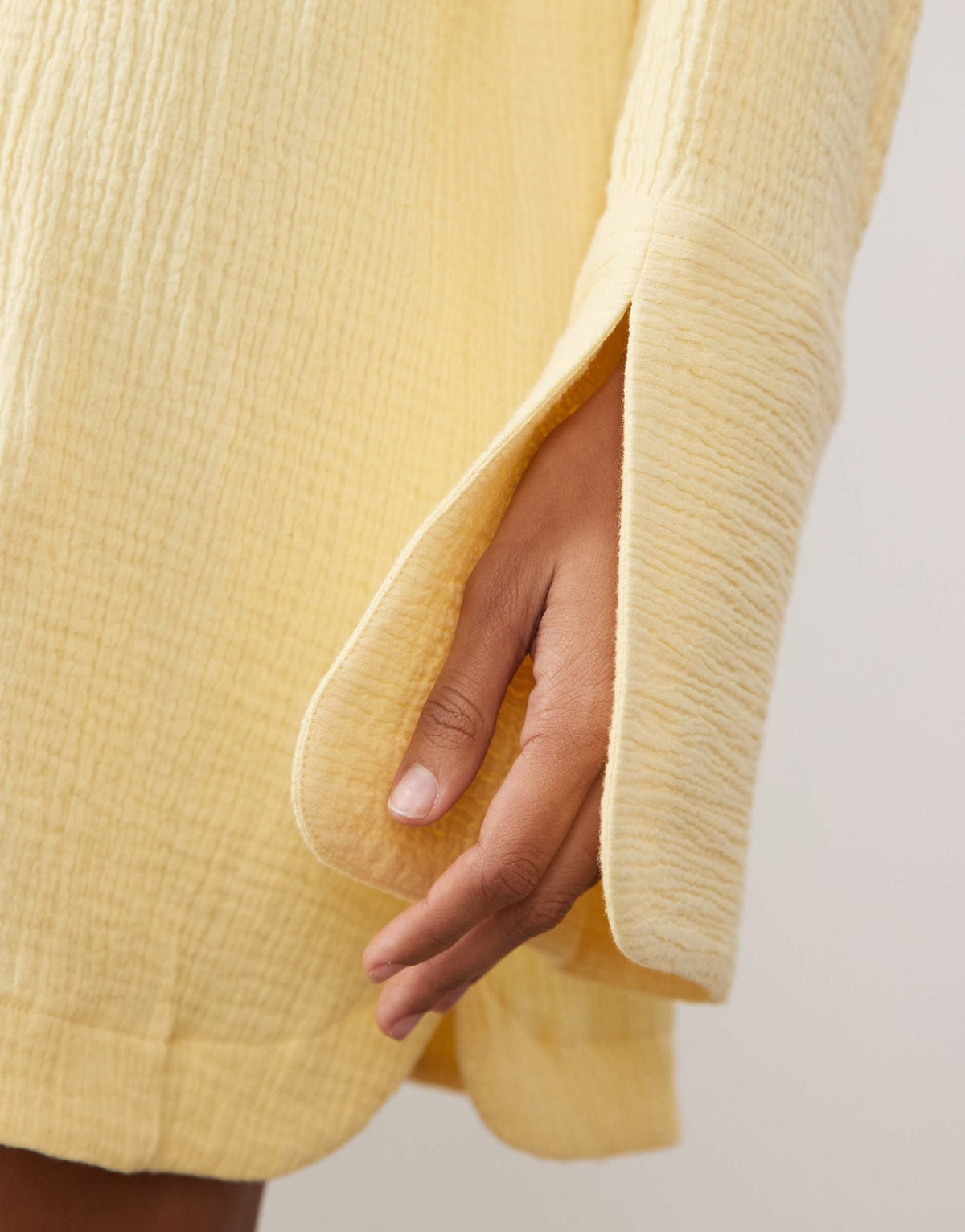 ASOS DESIGN double cloth mini shirt dress with wide cuffs and oversized pockets in lemon