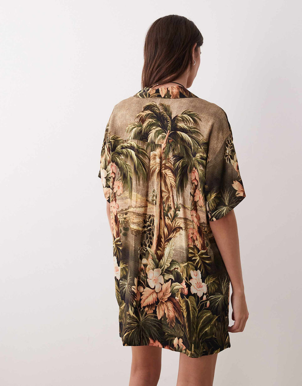 ASOS DESIGN bowling shirt dress in vintage tropical print
