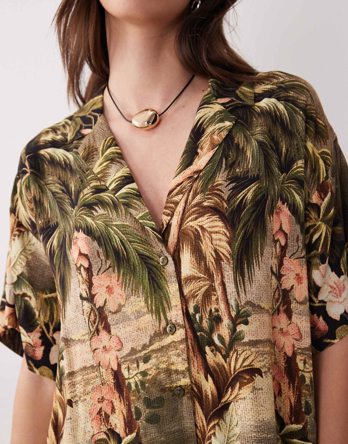 ASOS DESIGN bowling shirt dress in vintage tropical print