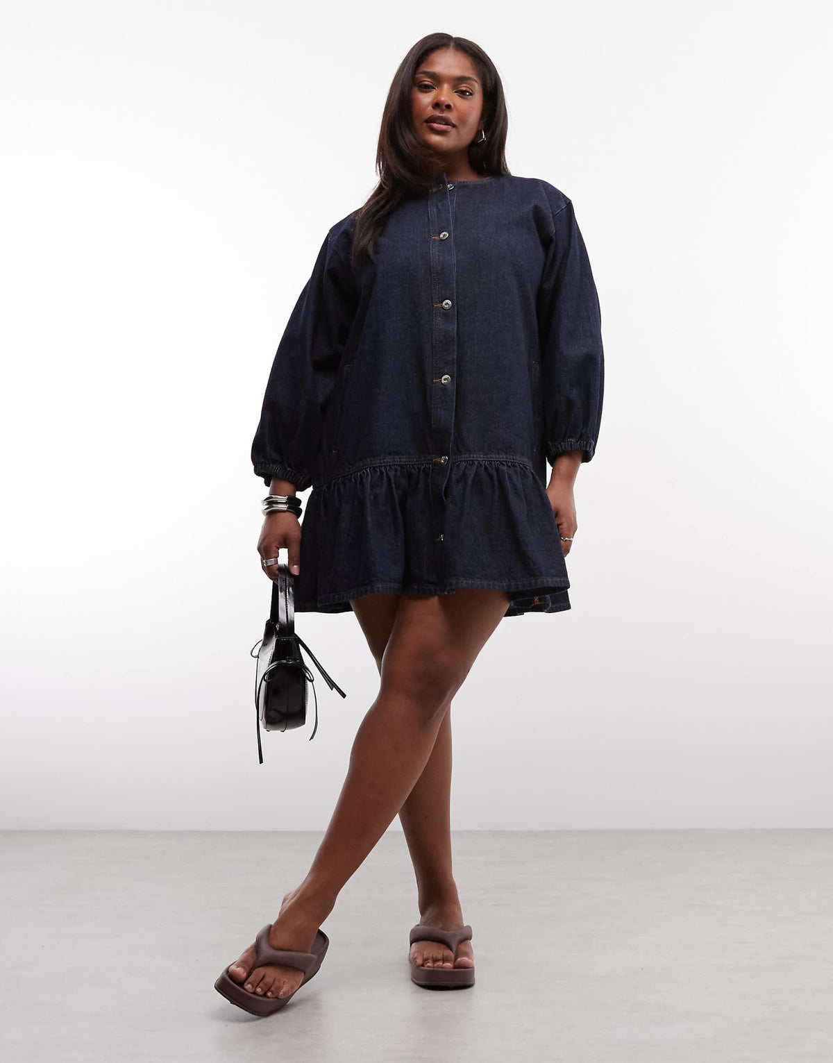 COLLUSION Plus shirt dress in rinse wash