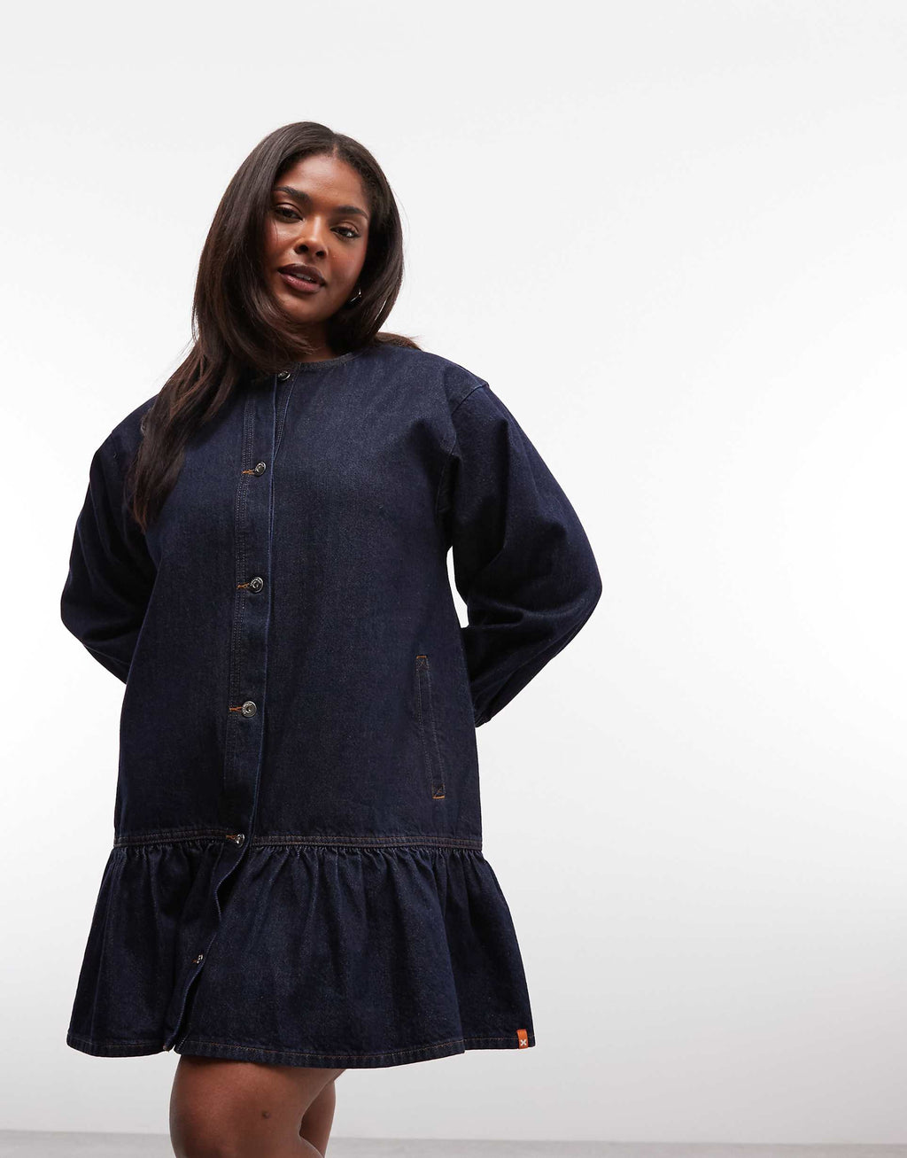 COLLUSION Plus shirt dress in rinse wash