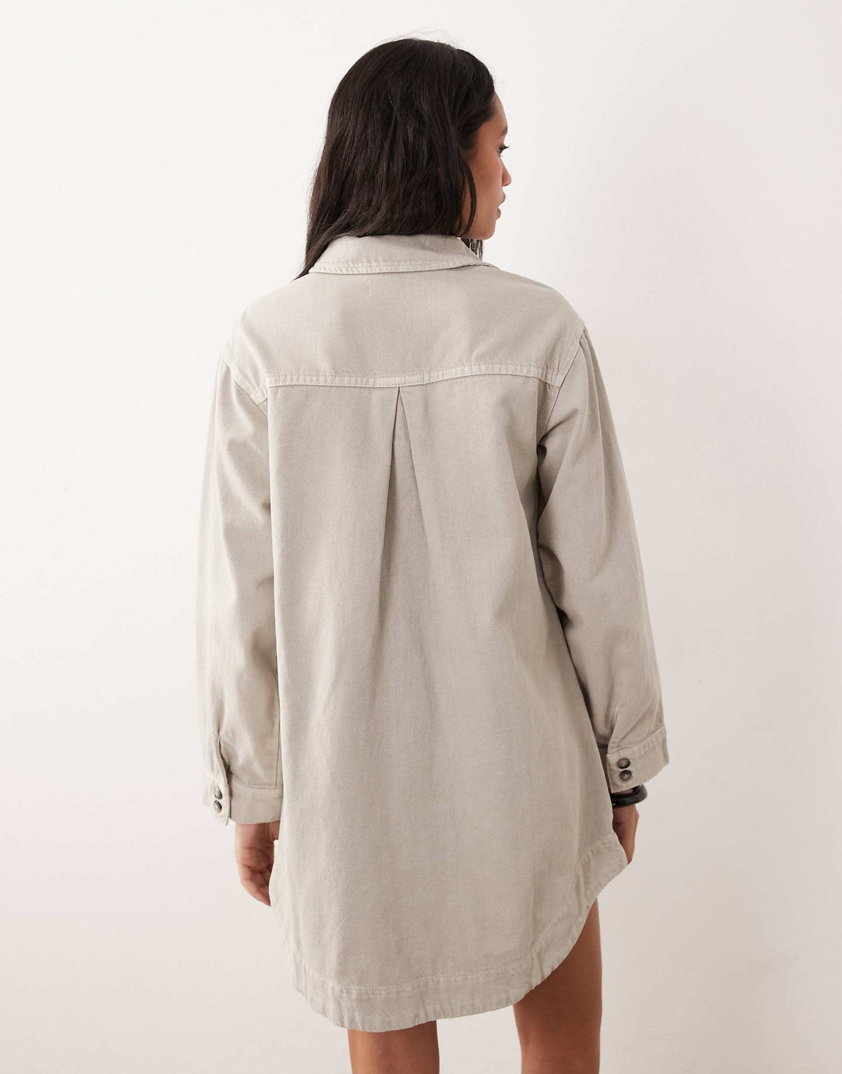 ASOS DESIGN boxy long sleeve shirt dress in neutral heather