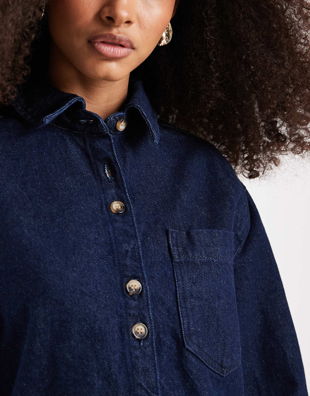 ASOS DESIGN boxy long sleeve shirt dress in rinse