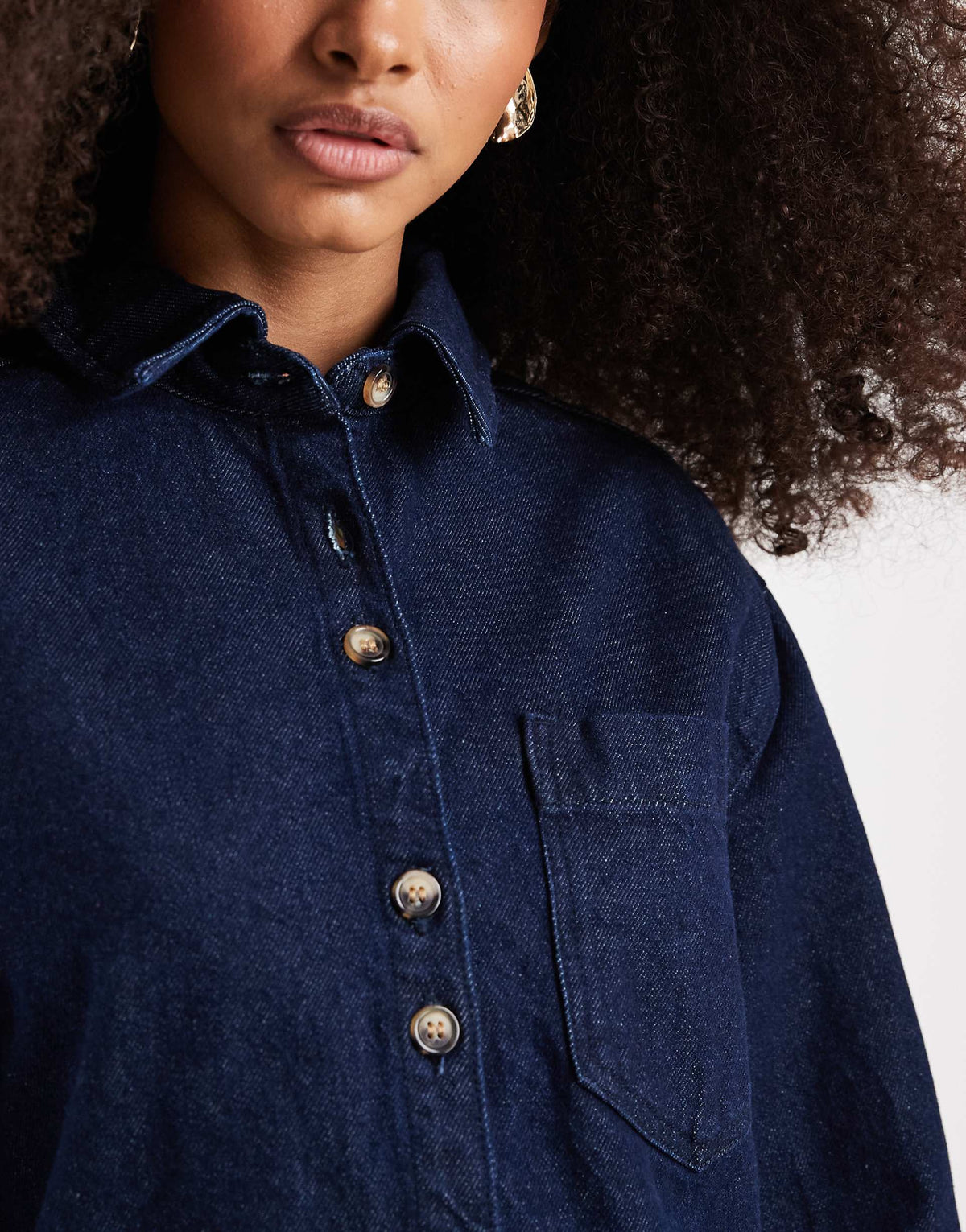 ASOS DESIGN boxy long sleeve shirt dress in rinse