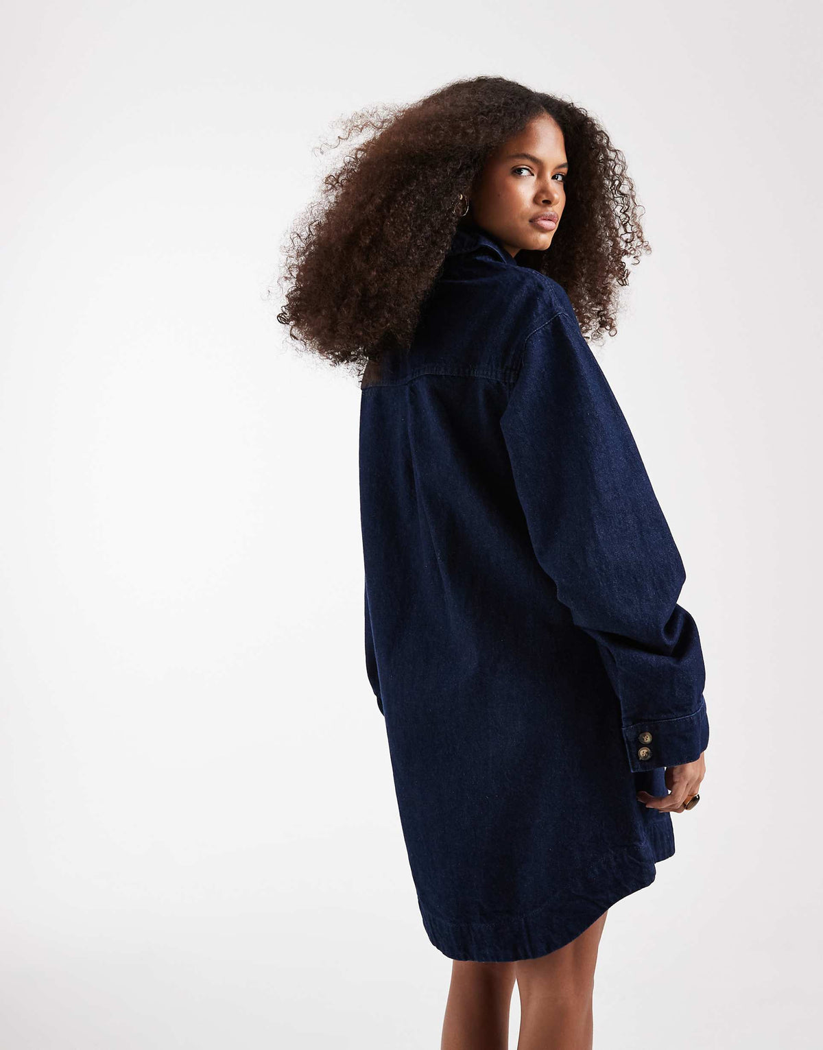 ASOS DESIGN boxy long sleeve shirt dress in rinse