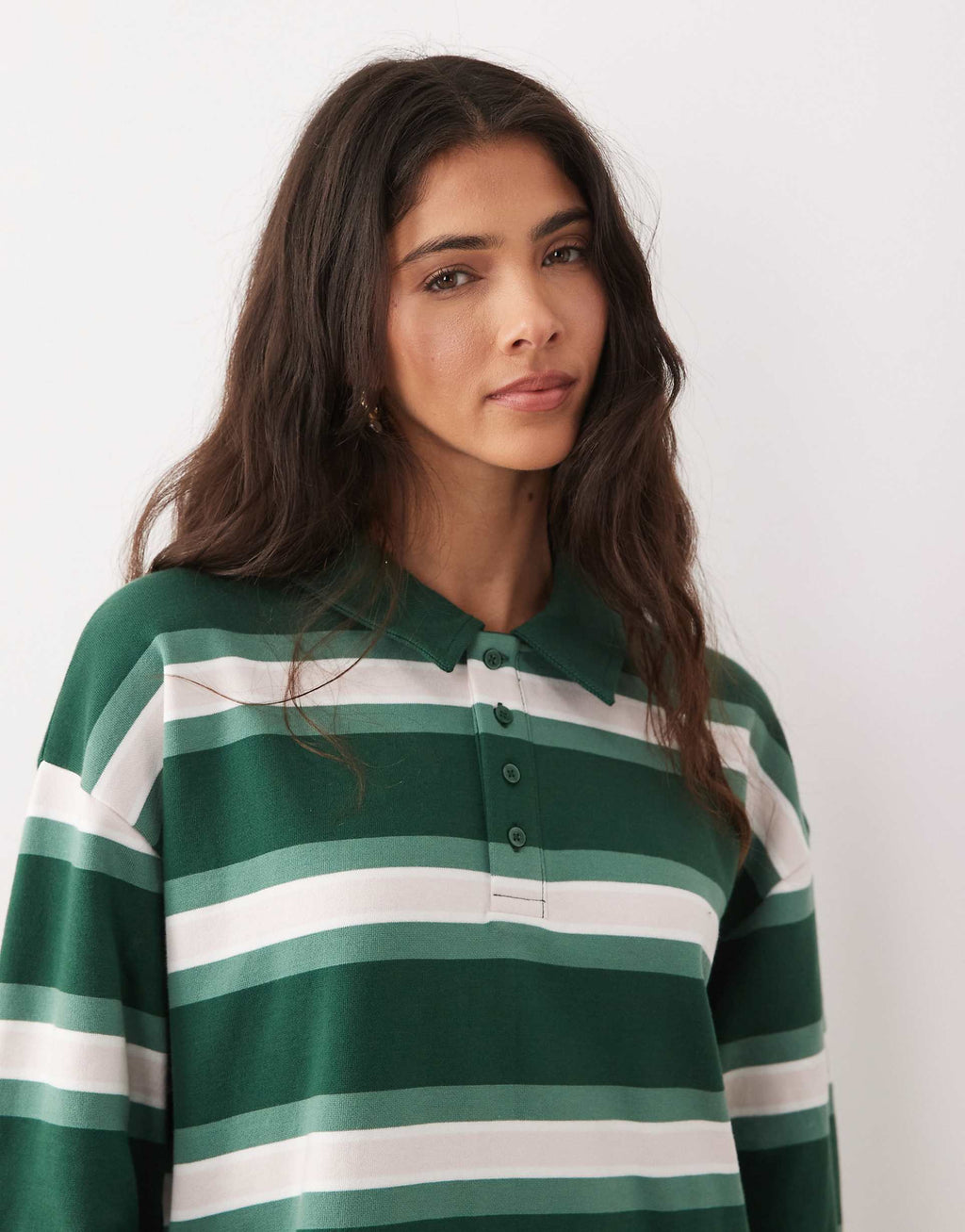 ASOS DESIGN polo rugby mini dress in green stripes