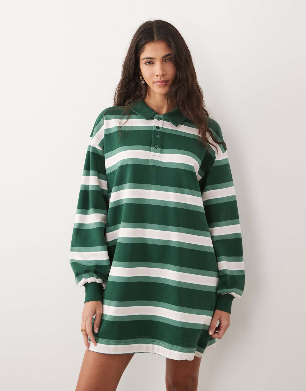 ASOS DESIGN polo rugby mini dress in green stripes