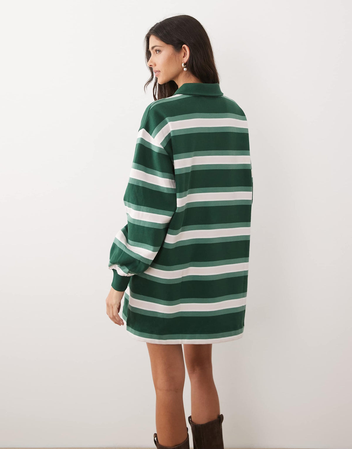 ASOS DESIGN polo rugby mini dress in green stripes