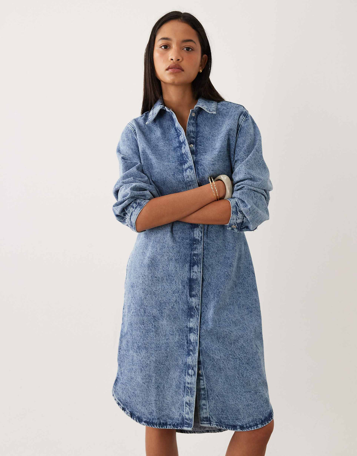 ASOS DESIGN denim shirt midi dress in acid wash