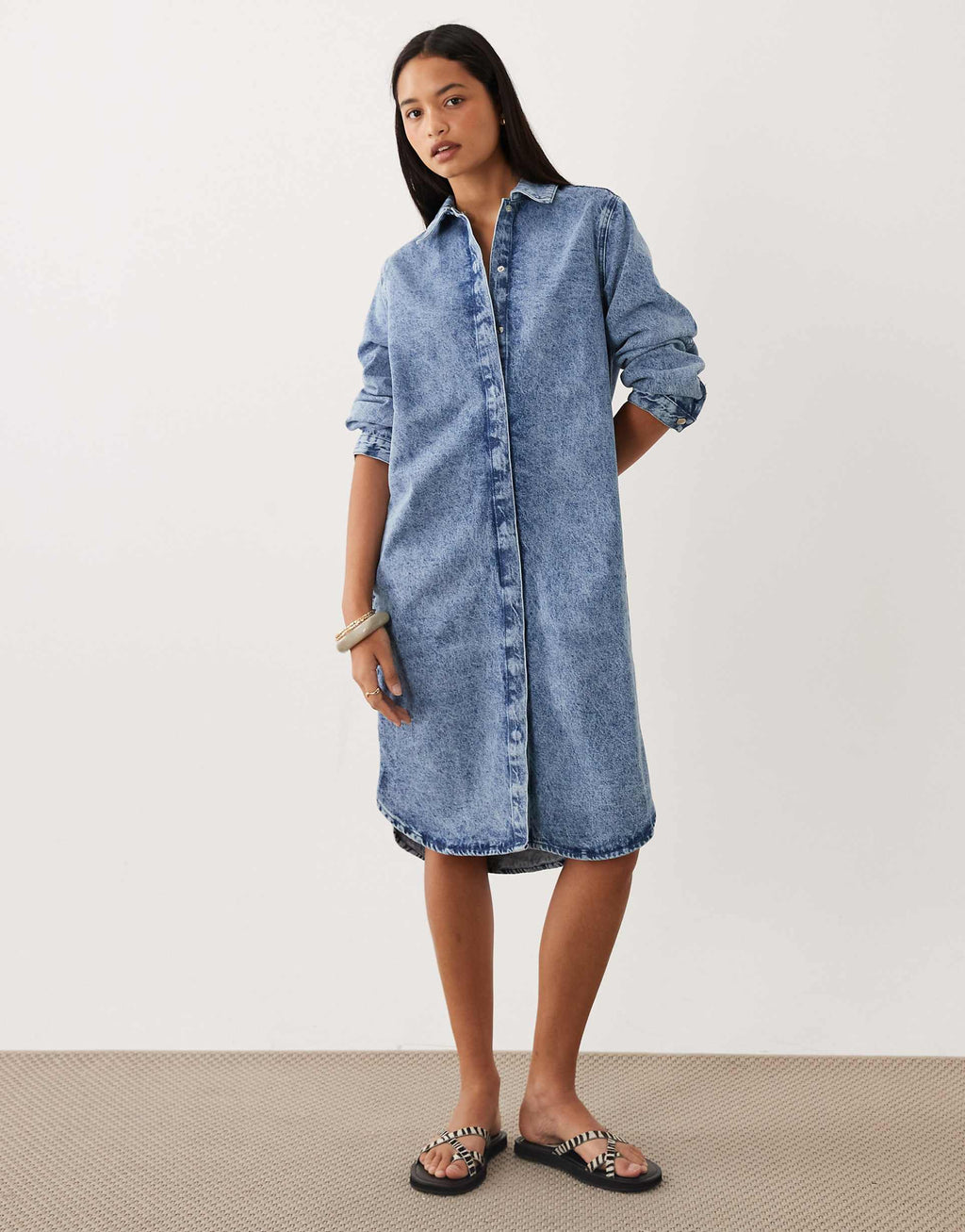 ASOS DESIGN denim shirt midi dress in acid wash