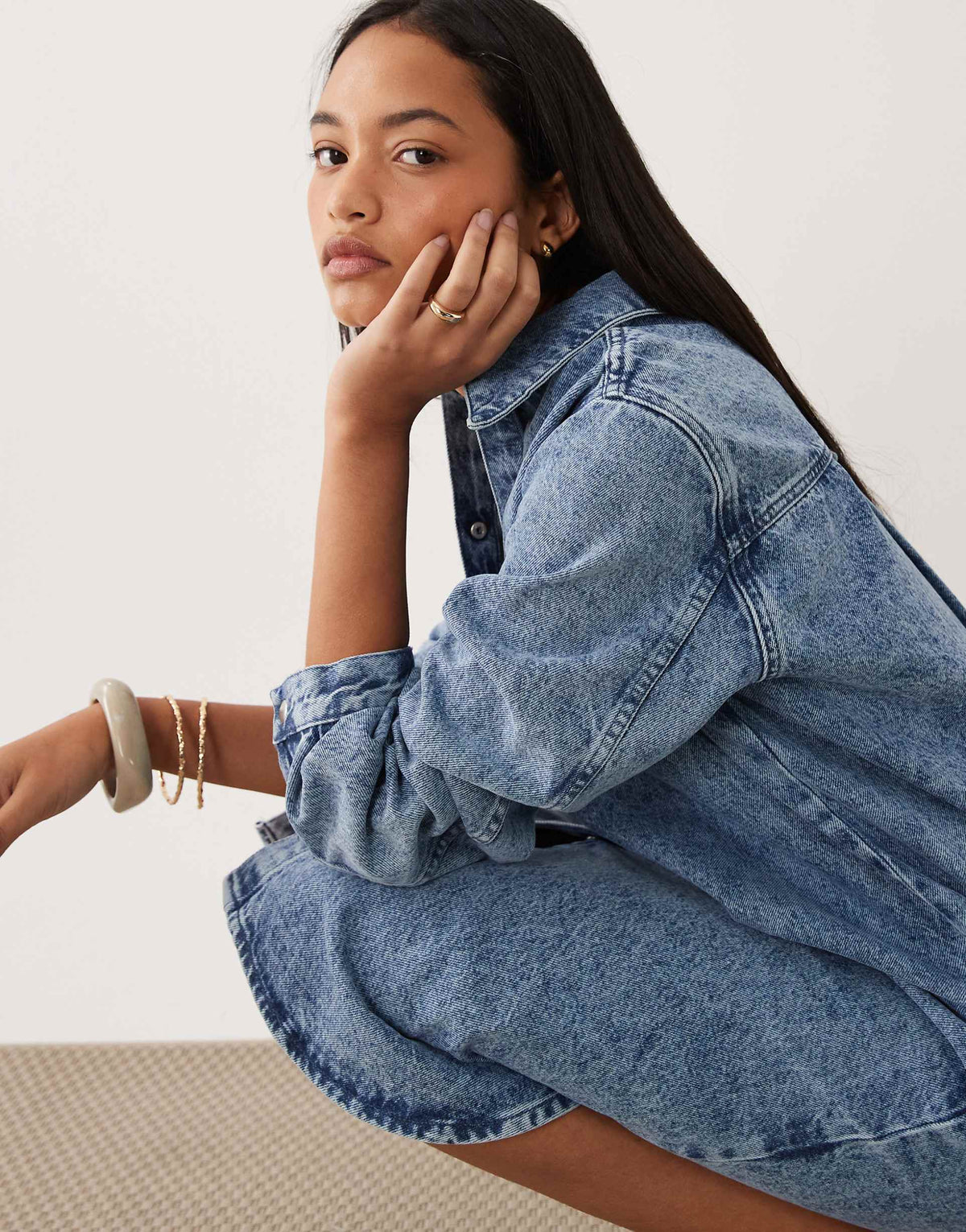ASOS DESIGN denim shirt midi dress in acid wash