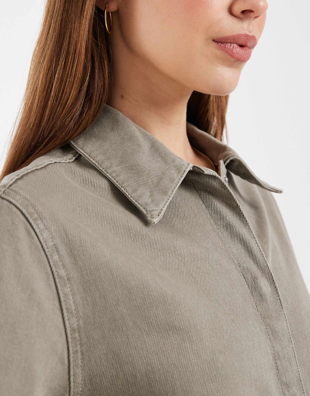 ASOS DESIGN denim shirt midi dress in khaki