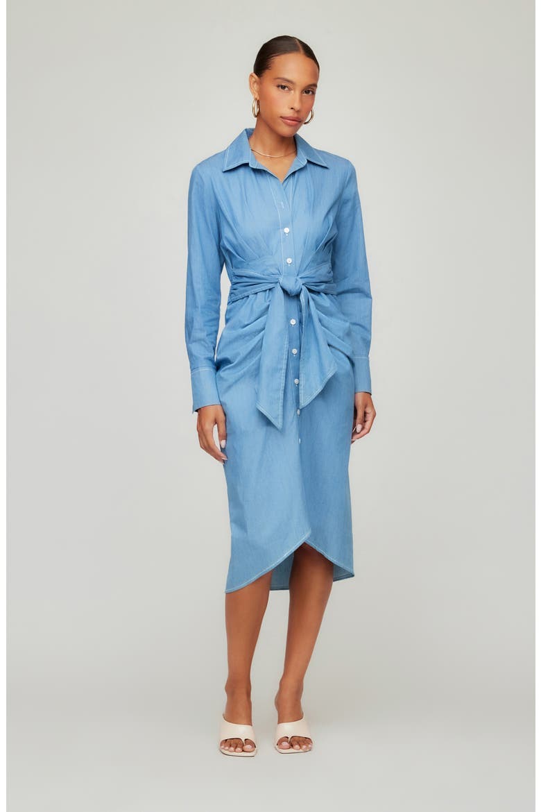 Rayleen Pleated Long Sleeve Shirtdress