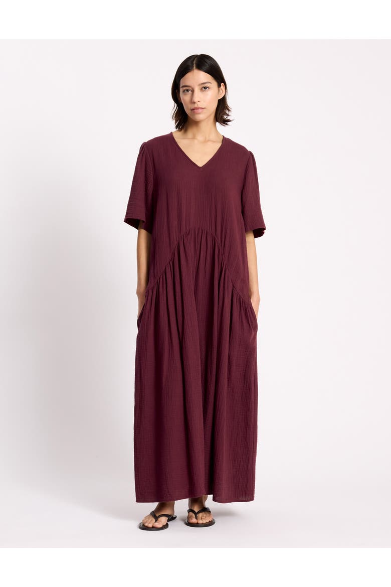 Cheesecloth V-Neck Tunic Maxi Dress