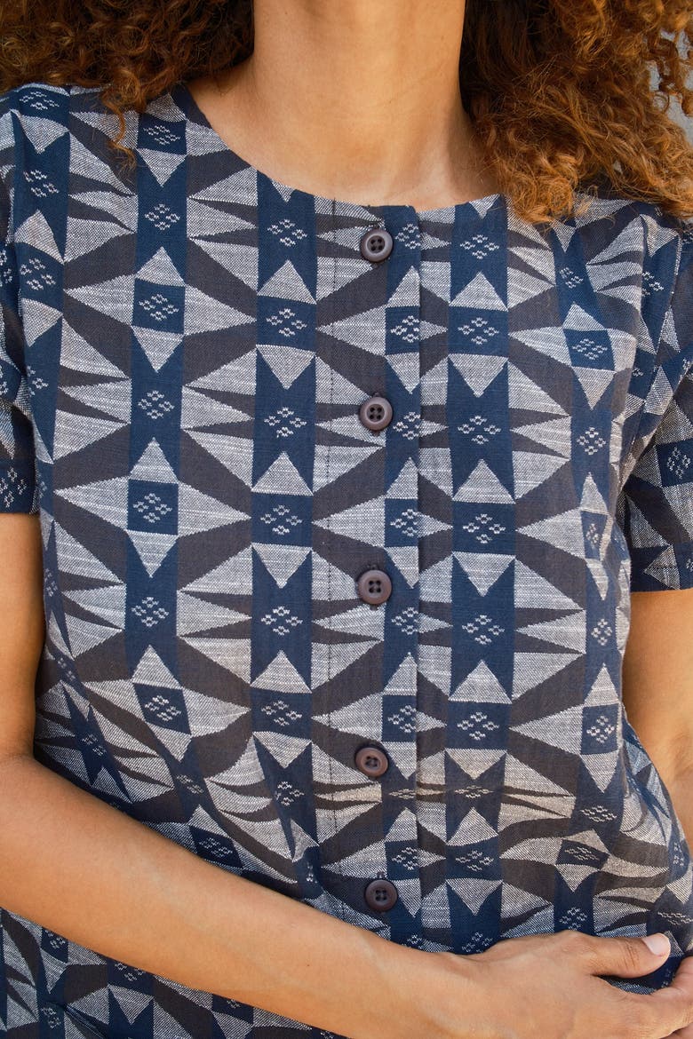Nat Button Front Mini Shift Dress